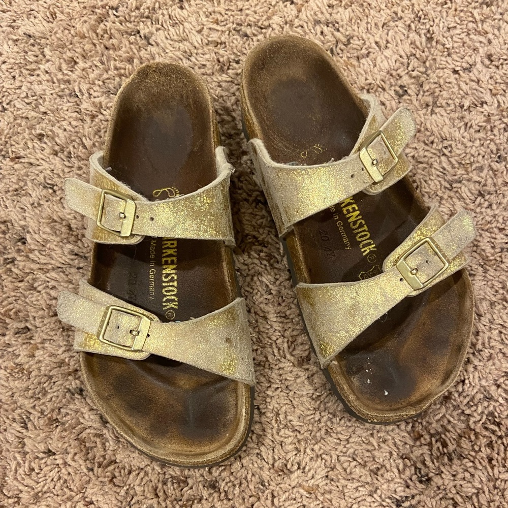 Gold Birkenstock Sandals
